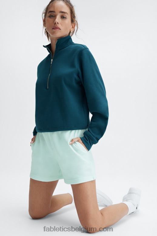 donker jade/golden hour/wit vrouwen go-to sweatshort Fabletics LH20J423