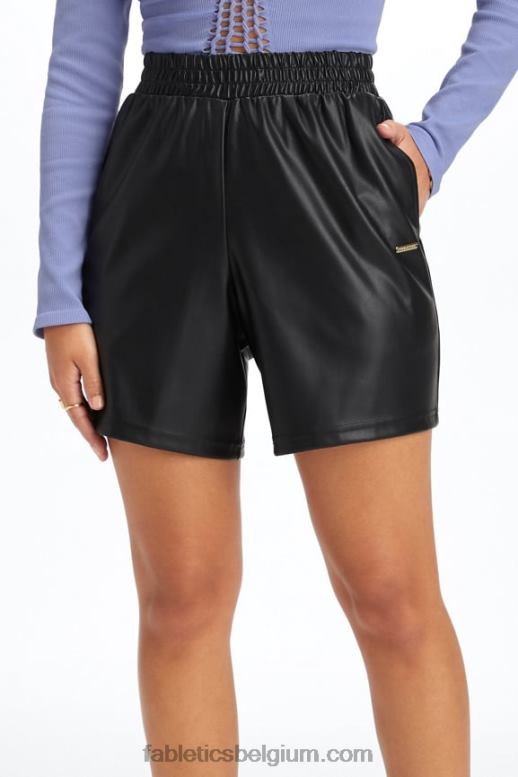 eiland ontsnapping / diepe marine vrouwen vegan leren short met hoge taille Fabletics LH20J356