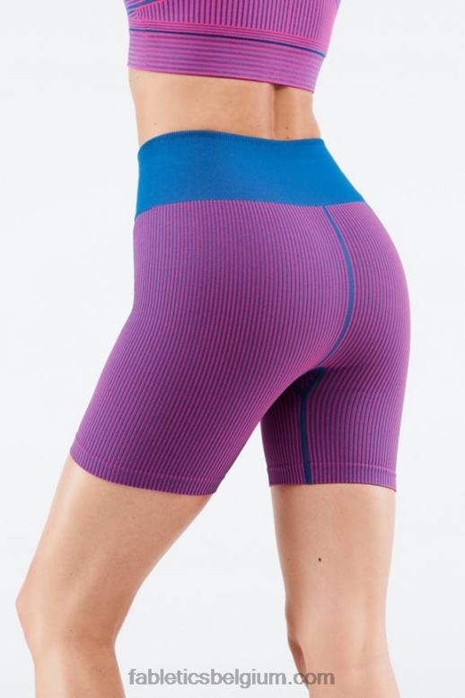 elektrisch blauw/gloeiend roze vrouwen naadloze rib short met hoge taille Fabletics LH20J449