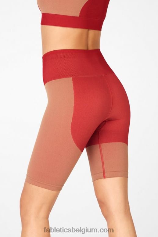 haute rood/maplewood vrouwen naadloze blokshort met hoge taille Fabletics LH20J534