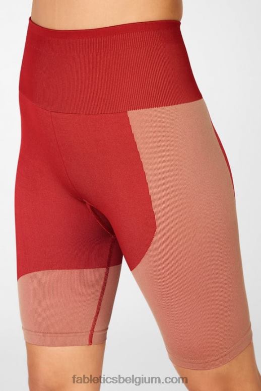 haute rood/maplewood vrouwen naadloze blokshort met hoge taille Fabletics LH20J534