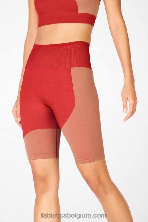 haute rood/maplewood vrouwen naadloze blokshort met hoge taille Fabletics LH20J534