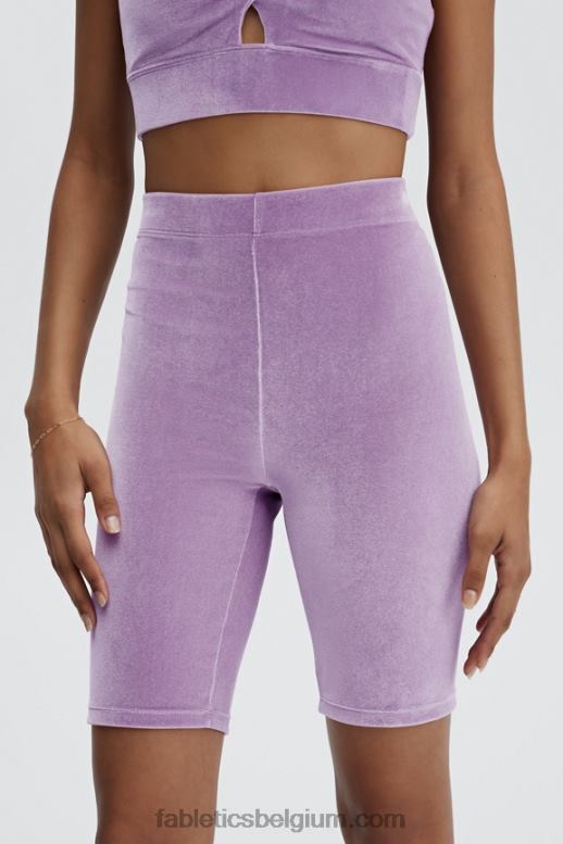 iriserende mokka/zandduin vrouwen hoog getailleerde velours short 9 Fabletics LH20J529