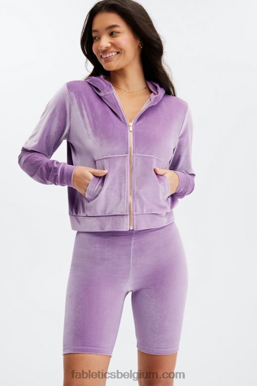 iriserende mokka/zandduin vrouwen hoog getailleerde velours short 9 Fabletics LH20J529