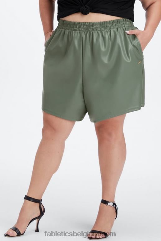 karnemelk zebra slag/karnemelk vrouwen vegan leren short met hoge taille Fabletics LH20J358