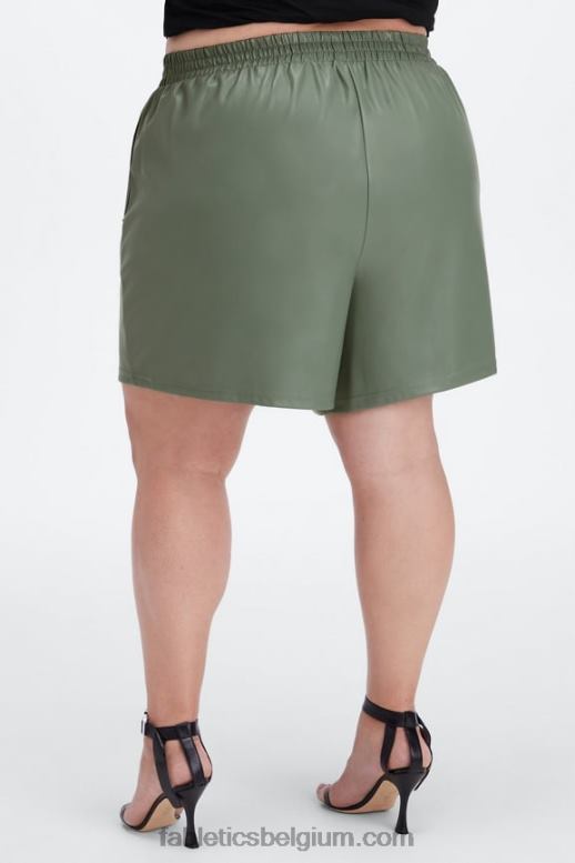 karnemelk zebra slag/karnemelk vrouwen vegan leren short met hoge taille Fabletics LH20J358
