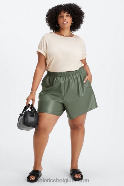 karnemelk zebra slag/karnemelk vrouwen vegan leren short met hoge taille Fabletics LH20J358