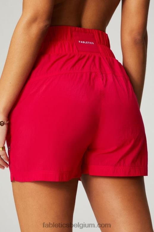 klassiek kersen/reflecterend zilver vrouwen nylon short met ultrahoge taille Fabletics LH20J607