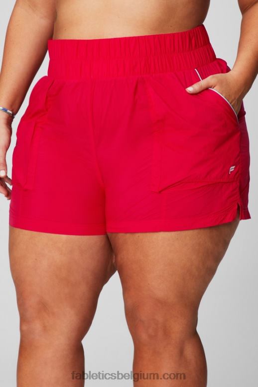 klassiek kersen/reflecterend zilver vrouwen nylon short met ultrahoge taille Fabletics LH20J608