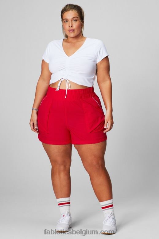 klassiek kersen/reflecterend zilver vrouwen nylon short met ultrahoge taille Fabletics LH20J608