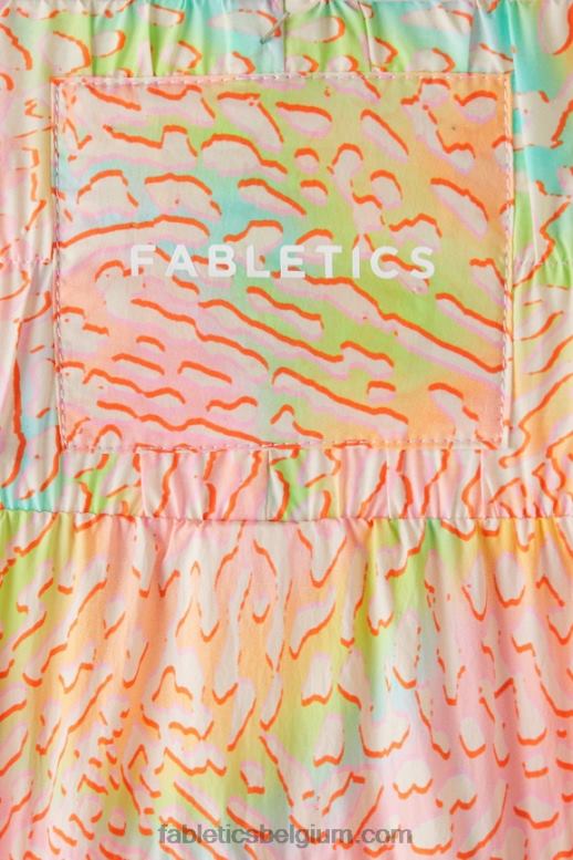 koraal luipaard/reflecterend zilver vrouwen nylon short met ultrahoge taille Fabletics LH20J602