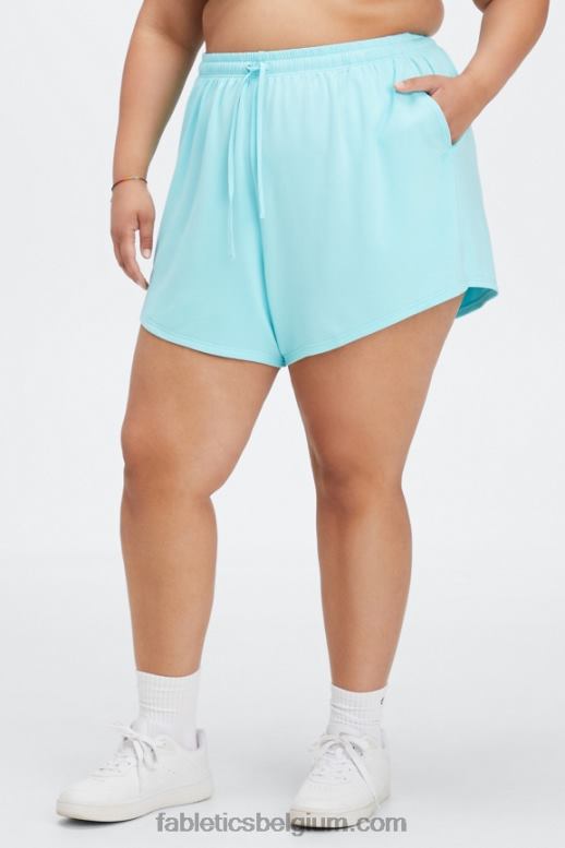 mahonie zebrastrepen/zwart vrouwen luxe badstof sweatshort Fabletics LH20J454
