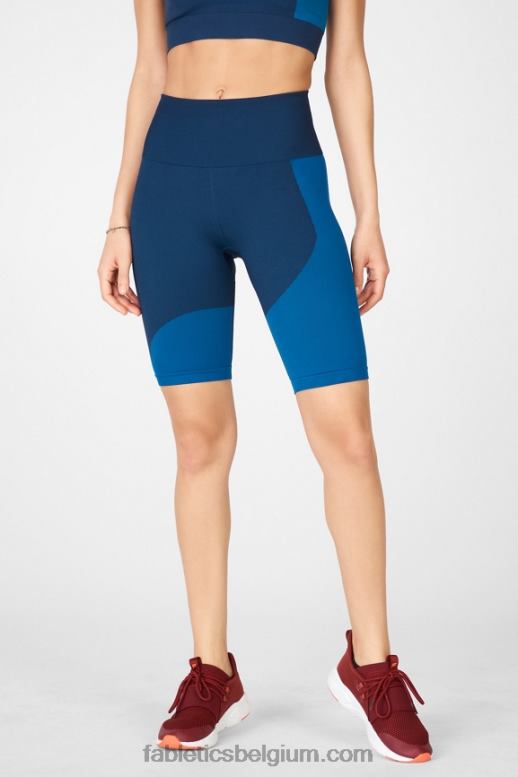 middernacht marine/plons vrouwen naadloze blokshort met hoge taille Fabletics LH20J535