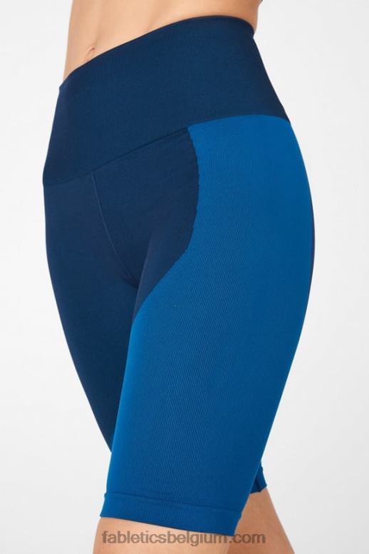 middernacht marine/plons vrouwen naadloze blokshort met hoge taille Fabletics LH20J535