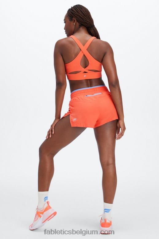 oranje nectar/eilandontsnapping/reflecterend zilver vrouwen adem mid-rise lopen kort Fabletics LH20J274