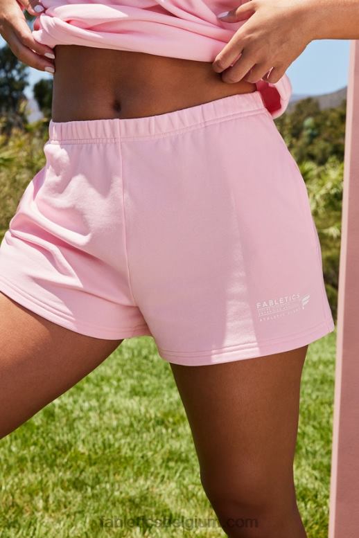 orchidee roze/atletische club vrouwen lichtgewicht go-to slim sweatshort Fabletics LH20J374