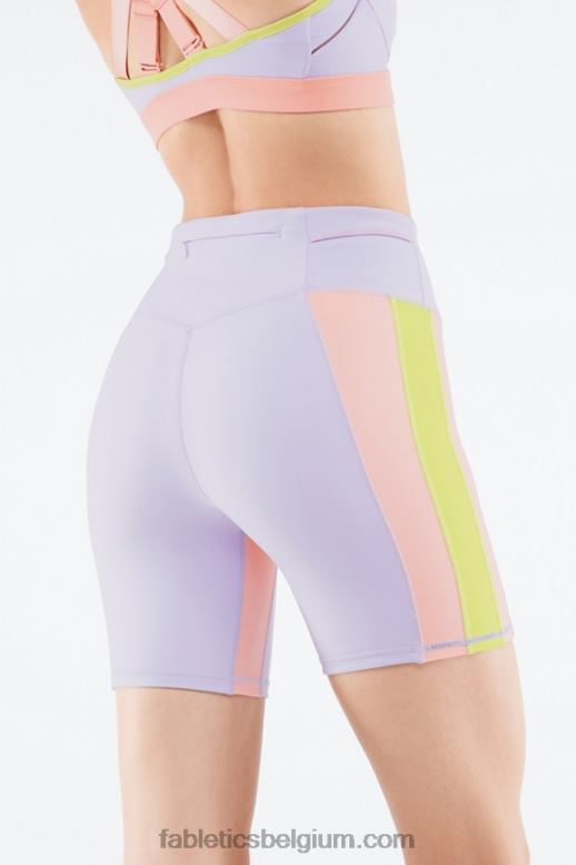 paars kosmo/mintgrijs vrouwen hoog getailleerde trinity run short 7" Fabletics LH20J550