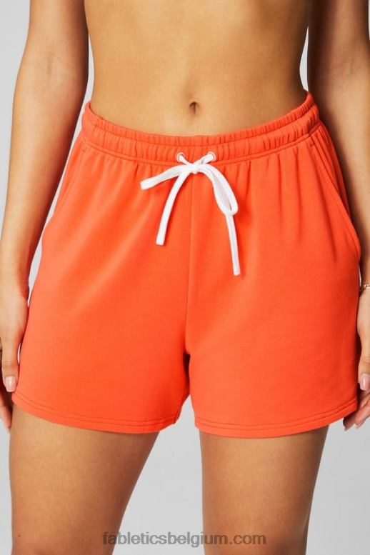 passie oranje/klassiek wit vrouwen luxe badstof sweatshort Fabletics LH20J609
