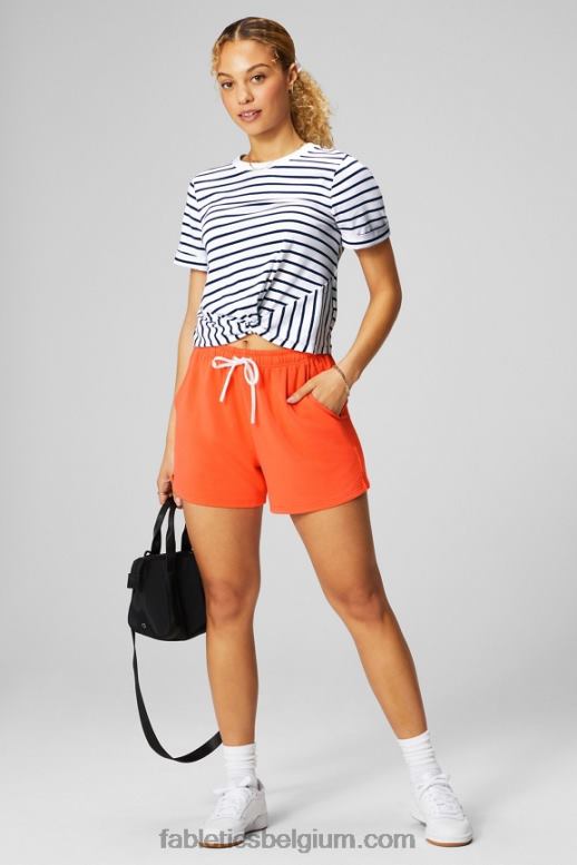 passie oranje/klassiek wit vrouwen luxe badstof sweatshort Fabletics LH20J609