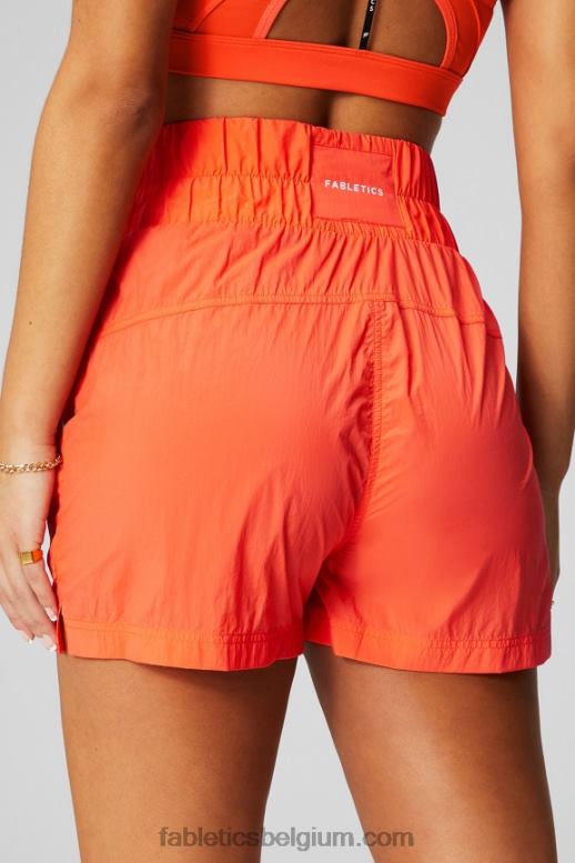 passie oranje/reflecterend zilver vrouwen nylon short met ultrahoge taille Fabletics LH20J603