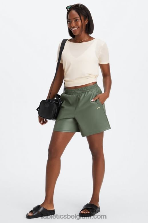 roze tint/zand vrouwen vegan leren short met hoge taille Fabletics LH20J357