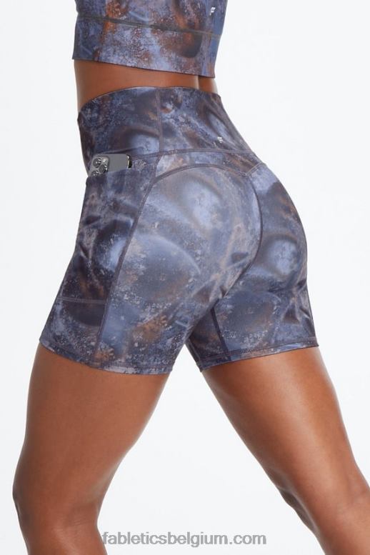 safari/woestijnroos vrouwen oasis pureluxe short van 5'' met hoge taille Fabletics LH20J469