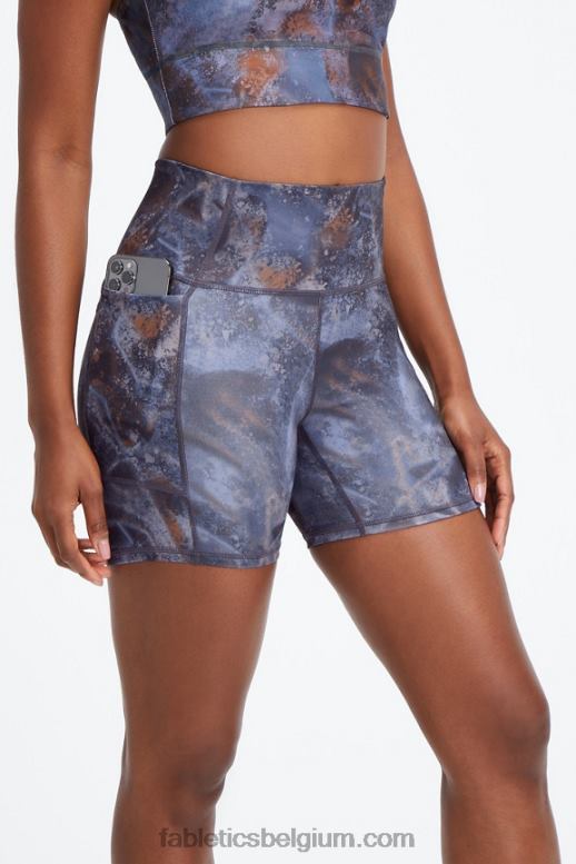 safari/woestijnroos vrouwen oasis pureluxe short van 5'' met hoge taille Fabletics LH20J469