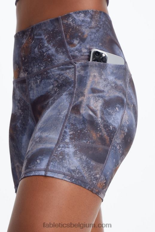 safari/woestijnroos vrouwen oasis pureluxe short van 5'' met hoge taille Fabletics LH20J469