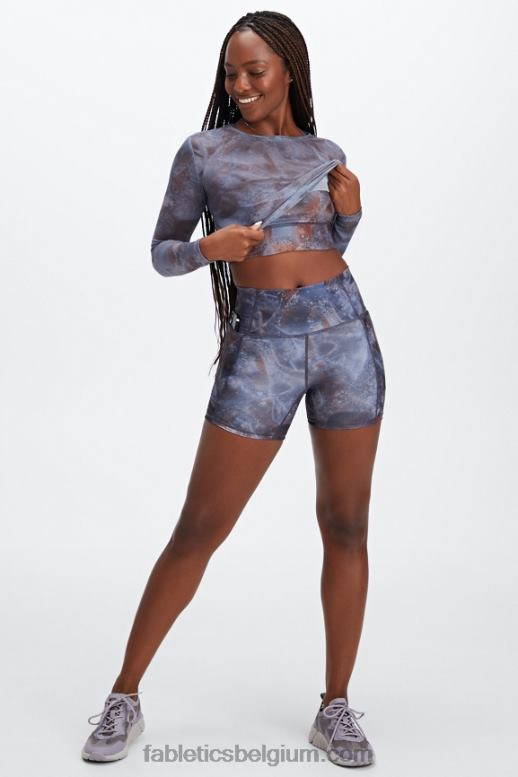 safari/woestijnroos vrouwen oasis pureluxe short van 5'' met hoge taille Fabletics LH20J469