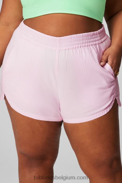 softshell/reflecterend logo vrouwen katoenen voile short met hoge taille Fabletics LH20J247