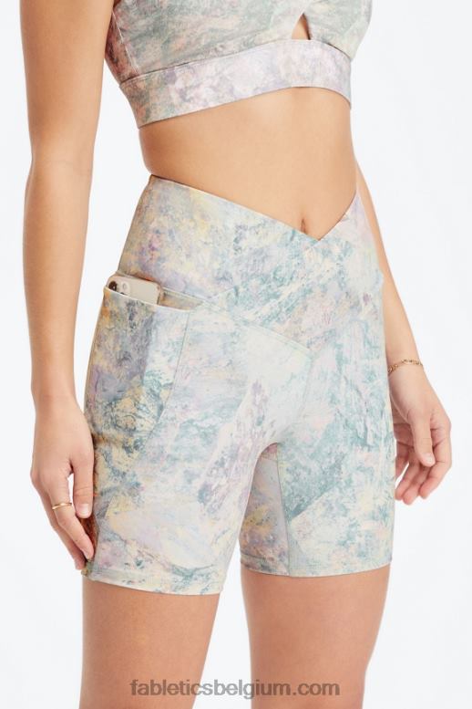 steengroeve grijs/atomisch vrouwen high-waisted pureluxe crossover 6'' short Fabletics LH20J317