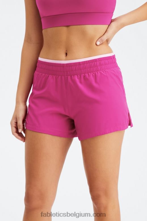very berry/sweetie roze/reflecterend zilver vrouwen adem mid-rise lopen kort Fabletics LH20J278