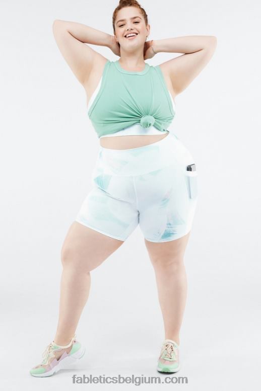 warm wit/reflecterend zilver vrouwen on-the-go powerhold high-waisted 6'' short 9 Fabletics LH20J269