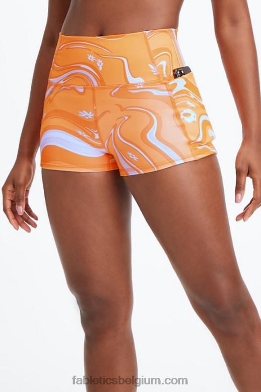 wit/citroendruppel/sinaasappelsorbet vrouwen oasis pureluxe short van 2'' met hoge taille Fabletics LH20J464