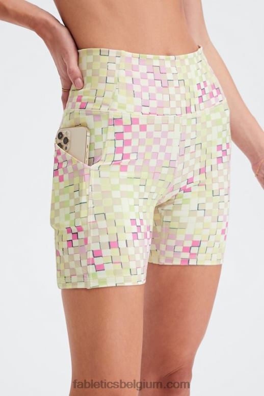 wit/microstip vrouwen oasis pureluxe hoog getailleerde 6'' short 13 Fabletics LH20J303