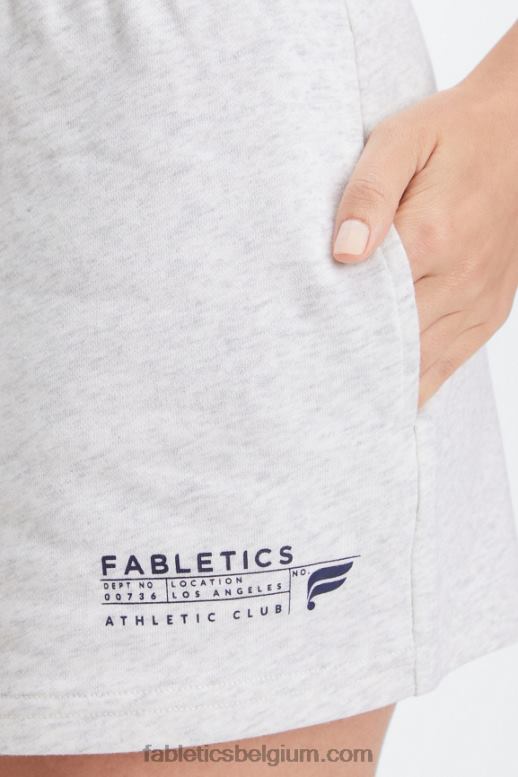 zachtgrijze heide/atletiekclub vrouwen lichtgewicht go-to slim sweatshort Fabletics LH20J376