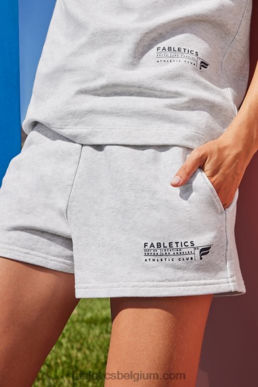 zachtgrijze heide/atletiekclub vrouwen lichtgewicht go-to slim sweatshort Fabletics LH20J376