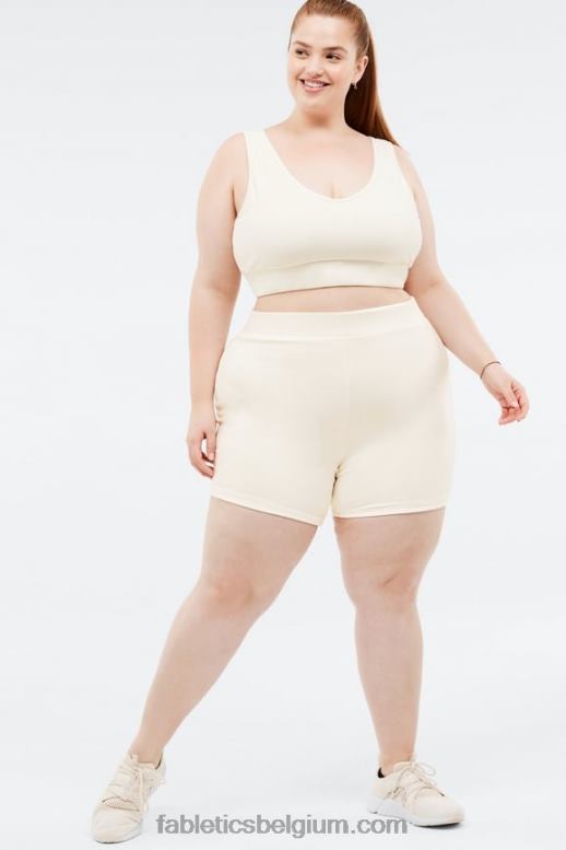 zachtgrijze heide/atletiekclub vrouwen veda short met hoge taille Fabletics LH20J581