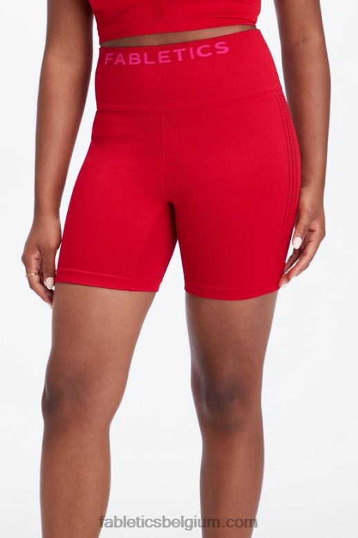 zoete kers/pluche roze vrouwen sync naadloze high-waisted 6'' short Fabletics LH20J353