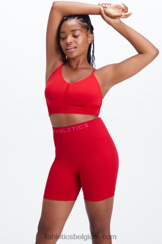 zoete kers/pluche roze vrouwen sync naadloze high-waisted 6'' short Fabletics LH20J353