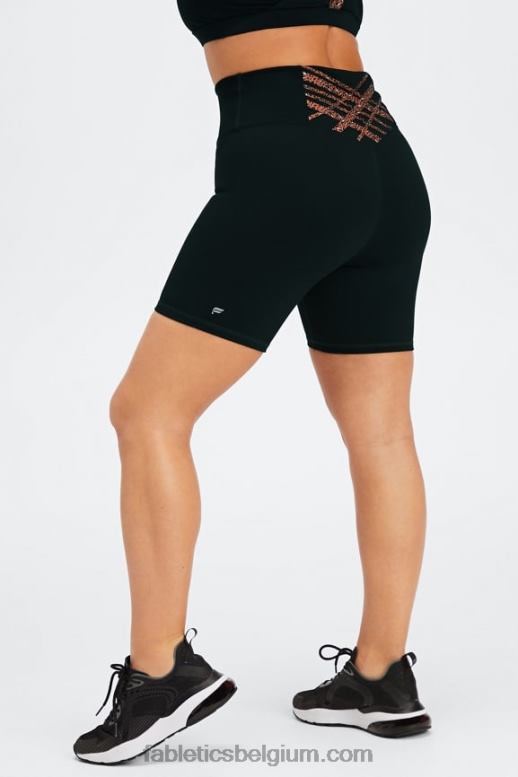 zwart/gebrand oker golvende leo vrouwen boost powerhold hoog getailleerde 6'' short Fabletics LH20J418