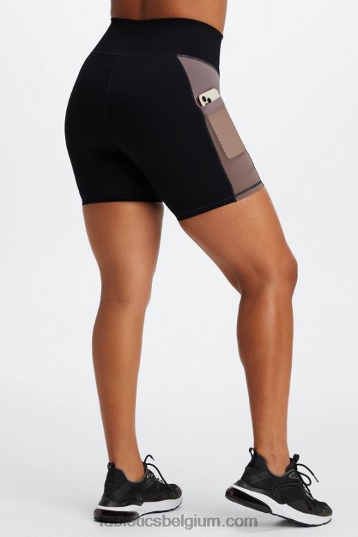 zwart/gerookt vrouwen on-the-go powerhold high-waisted 6'' short 7 Fabletics LH20J259