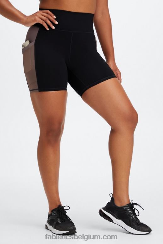 zwart/gerookt vrouwen on-the-go powerhold high-waisted 6'' short 7 Fabletics LH20J259