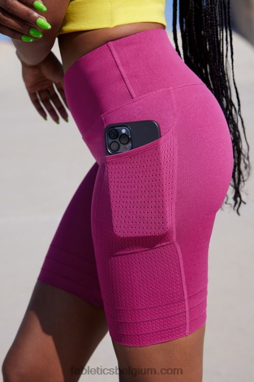 zwart/klassiek wit vrouwen hoog getailleerde sculptknit pocket short Fabletics LH20J544