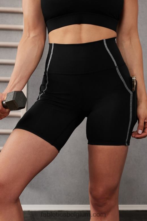 zwart/klassiek wit vrouwen oasis pureluxe hoog getailleerde 6'' short 10 Fabletics LH20J287