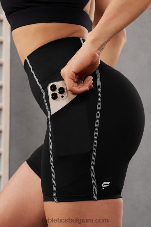 zwart/klassiek wit vrouwen oasis pureluxe hoog getailleerde 6'' short 10 Fabletics LH20J287