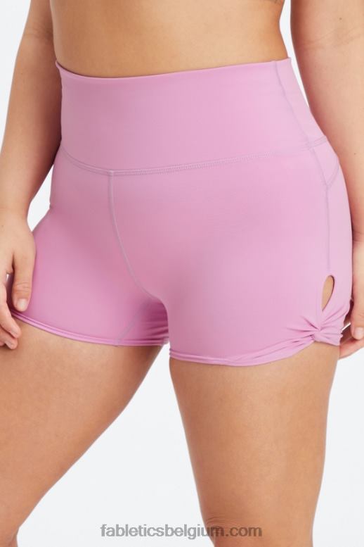 zwart/microstip vrouwen oasis pureluxe hoog getailleerde twist 3'' short Fabletics LH20J438