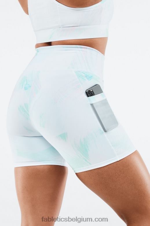 zwart/microstip vrouwen on-the-go powerhold high-waisted 6'' short 9 Fabletics LH20J268