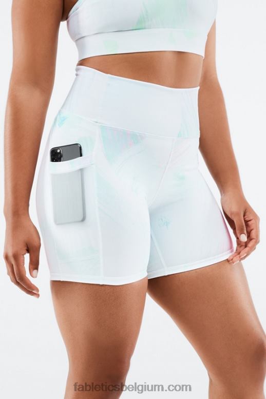 zwart/microstip vrouwen on-the-go powerhold high-waisted 6'' short 9 Fabletics LH20J268
