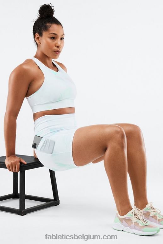 zwart/microstip vrouwen on-the-go powerhold high-waisted 6'' short 9 Fabletics LH20J268